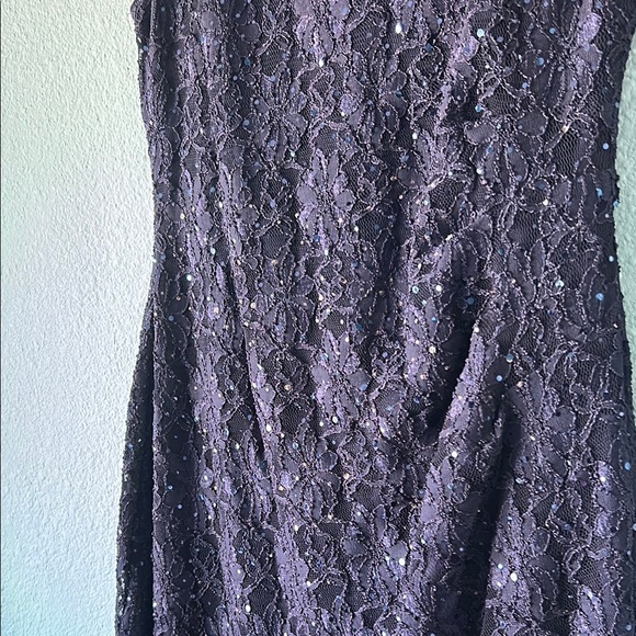 Elegant Navy Blue Lace Dress Size 12 - Picture 4 of 10